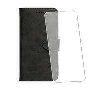 WDMYLFTW Coque pour Realme GT 8 Pro avec Verre Trempé Protège écran, PU Flip Rabat Antichoc Étui de Protection Cuir Porte Carte Pochette de Portefeuille Case Etui Cover Housse (Noir)
