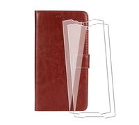 WDMYLFTW Coque pour Ulefone RugOne Xever 7 Pro avec 2 Pièces Verre Trempé Protège écran, Flip Rabat Étui de Protection Cuir PU Porte Carte Pochette de Portefeuille Case Cover Housse Etui (Marron)