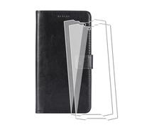 WDMYLFTW Coque pour Ulefone RugOne Xever 7 Pro avec 2 Pièces Verre Trempé Protège écran, Flip Rabat Étui de Protection Cuir PU Porte Carte Pochette de Portefeuille Case Cover Housse Etui (Noir)