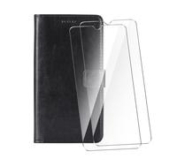 WDMYLFTW Coque pour Umidigi G9T avec 2 Pièces Verre Trempé Protège écran, Antichoc Flip Rabat Étui de Protection Cuir PU Porte Carte Pochette de Portefeuille Case Cover Housse Etui (Noir)