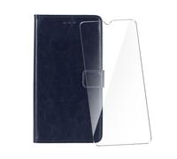 WDMYLFTW Coque pour Umidigi G9T avec Verre Trempé Protège écran, Antichoc Flip Rabat Étui de Protection Cuir PU Porte Carte Pochette de Portefeuille Case Cover Housse Etui (Bleu Marine)