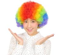 WDOPEN Perruque afro de clown avec filet pour cosplay, fête, spectacle, costume d'Halloween (multicolore)