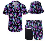 Wdpsuxin Chemise et short hawaïens 2 pièces pour homme, Magic Mushroom21, Large