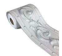 WDragon Frise de papier peint élégante à motif floral gris, 10 cm par 5 m, pour le plafond, la salle de bains, le salon, la cuisine