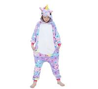 WDRHC Ensemble de Pyjama Licorne Grenouillère Animaux Romper Pajamas Kigurumi Onesie Cosplay Animal Combinaison Costume Vêtement de Nuit en Flanelles Soirée Noël Déguisement Étoile Cheval céleste