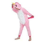 WDRHC Ensemble de Pyjama Licorne Grenouillère Animaux Romper Pajamas Kigurumi Onesie Cosplay Animal Combinaison Costume Vêtement de Nuit en Flanelles Soirée Noël Déguisement Cheval céleste Rose