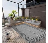WDSAYREH ARAKIL - Tapis d'extérieur - Gris - 190 x 290 cm - Imperméable - En plastique PP - Tapis rectangulaire pour terrasse - Avec motif jacquard double couche - Doux et confortable