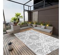 WDSAYREH ARAKIL Tapis d'extérieur rectangulaire en plastique polypropylène imperméable pour balcon, terrasse et cour Gris clair 140 x 200 cm