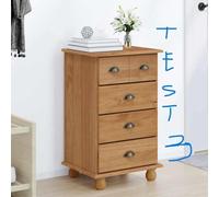 WDSAYREH ASKIM Commode en pin massif avec tiroirs, marron, 45,8 x 40 x 79 cm, commode moderne avec poignées en coquillage, pour salon et chambre à coucher
