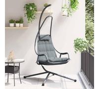 WDSAYREH Chaise en forme d'œuf suspendue, anthracite, 94 x 107 x 196,5 cm, en acier, panier suspendu ovale avec coussin, fauteuil suspendu pliable pour balcon, terrasse, jardin, matériel de montage et
