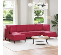 WDSAYREH Ensemble de meubles de salon 6 pièces en contreplaqué velours bordeaux avec sièges rembourrés et espace de rangement, design coussin de coffre et rembourrage en mousse pour une assise