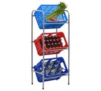 WDSAYREH Étagère en acier argenté 50 x 33 x 116 cm | Design incliné, pour 3 caisses, pieds antidérapants, peu encombrant, pour caisses alimentaires et boissons
