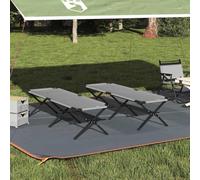 WDSAYREH Lot de 2 lits pliants pour camping Gris 193 x 69 x 45 cm | Tissu Oxford robuste, cadre en acier, design pliable, résistant aux intempéries, facile à nettoyer