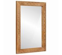 WDSAYREH Miroir de salle de bain rectangulaire en bois de manguier marron clair 70 x 50 x 2,5 cm - Miroir moderne avec cadre en bois pour un entretien élégant et une réflexion claire dans la salle de