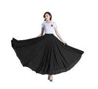 WDSBZNB Gonna a Ruota Intera Jupe de Danse lyrique for Femmes, Double Couche, en Mousseline de Soie, Taille élastique, Grande Jupe Longue for Les Festivals de Danse(Black,S)