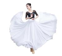 WDSBZNB Gonna a Ruota Intera Jupe Longue en Mousseline de Soie à Double Couche, Jupes de Plage de Vacances d'été for Femmes, Grande Jupe de Danse Violette, Verte et Blanche(White,M)