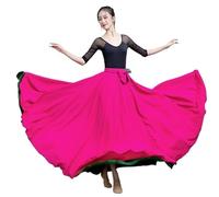 WDSBZNB Gonna a Ruota Intera Jupe Longue trapèze en Mousseline de Soie à Deux côtés for Femme, Couleur contrastée, 8 m, Printemps et été(Rose Red Green,XL)