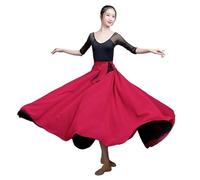 WDSBZNB Gonna a Ruota Intera Jupe Longue trapèze en Mousseline de Soie à Deux côtés for Femme, Couleur contrastée, 8 m, Printemps et été(Black Burgundy,M)