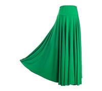 WDSBZNB Gonna a Ruota Intera Jupe trapèze Unie for Femme, Jupe Longue de Danse de Salon, Taille Haute, Ceinture élastique, Volants, Costume de Performance(Green,6XL)