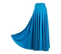 WDSBZNB Gonna a Ruota Intera Jupe trapèze Unie for Femme, Jupe Longue de Danse de Salon, Taille Haute, Ceinture élastique, Volants, Costume de Performance(Sky Blue,5XL)