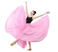 WDSBZNB Jupe De BalançOire éLéGante Jupe Longue de Danse du Ventre for Femme, en Mousseline de Soie, for Ballet, Grande balançoire, 720 degrés, Costume de Danse(Pink 360 Degree,85cm)