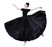 WDSBZNB Jupe De BalançOire éLéGante Jupe Longue de Danse for Femmes, Grande balançoire, 360/540/720 degrés, Tenue de scène, Costumes(Black,Hemline 540 L 90cm)