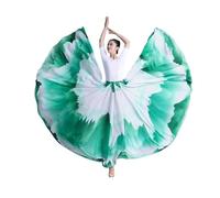 WDSBZNB Jupe De BalançOire éLéGante Robe de Danse Classique for Femmes, Jupes Modernes à Grande balançoire, Costume de Danse de Performance à 360/720 degrés(Green,540 Swing_L)
