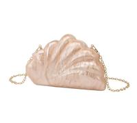 WDSBZNB Pochette Femme Soiree Sac classique en forme d'éventail, couleur perle, sac à main, de soirée, bandoulière chaîne, simple(Color 2)