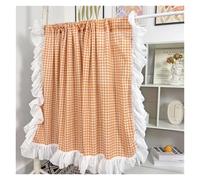 WDSBZNB Rideaux de Fenêtre À Volants Rideaux Courts à Carreaux Roses en Dentelle Douce, Style Rural, Bleu/Orange/Vert, Volants, Demi-Tissu for Cuisine(Orange,W140 X H60 CM)