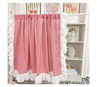 WDSBZNB Rideaux de Fenêtre À Volants Rideaux Courts à Carreaux Roses en Dentelle Douce, Style Rural, Bleu/Orange/Vert, Volants, Demi-Tissu for Cuisine(Red,W140 X H260 CM)