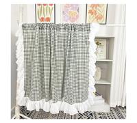 WDSBZNB Rideaux de Fenêtre À Volants Rideaux Courts à Carreaux Roses en Dentelle Douce, Style Rural, Bleu/Orange/Vert, Volants, Demi-Tissu for Cuisine(Light Grey,W140 X H260 CM)