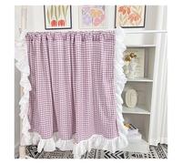 WDSBZNB Rideaux de Fenêtre À Volants Rideaux Courts à Carreaux Roses en Dentelle Douce, Style Rural, Bleu/Orange/Vert, Volants, Demi-Tissu for Cuisine(Violet,W140 X H180 CM)