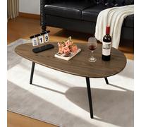 WDSHIYI Grande table basse ovale moderne du milieu du siècle pour salon, centre minimaliste, noyer et noir, 274,3 x 144,2 x 101,6 cm