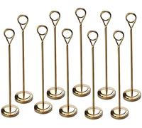 WDSOPK 10Pcs Table Numbers Stands, Golden Stainless Steel Place Card Holders for Weddings and Party, 4/6/8/10 inch Round Shape Table Number Holders Picture Note Holder (6 inch)(Black-A30Cm)