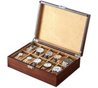 WDSOPK -188 Storage Box - 10 Slots Box Case with Removable Pillow Velvet Lining Metal Clasp Premium Watch Display(Black-8+0)