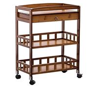 WDSOPK Bar Serving Cart for Hotel Business Restaurant, Home Kitchen Cart, Rustic Bar Cabinet Kitchen Island&Serving Cart Rolling Storage Cart with 3-Tier Shelves with Drawer(Brown-One Size)