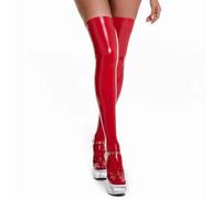 WDSOPK Bas Sexy pour Femme, pour soirée, Club de Pole Dance, Grande Taille, Tendance, Cuissardes Hautes (Rouge L)