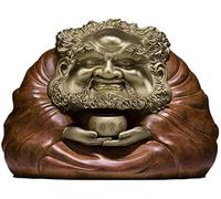 WDSOPK Buddha Sculpture Copper Statue Figurine Desk Decor Ornaments Crafts Home Living Room Zen Decoration 18.5X25.5X17.5Cm