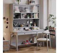 WDSOPK Bureau D'Ordinateur Moderne en Bois avec Étagère De Rangement, Bureau Multifonctionnel avec Plateau Tournant, Support Stable pour Écrire Et Jouer, Idéal Po(C-120X60X183Cm)