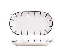 WDSOPK Ceramic Cutlery Set Suitable for Hotel/Home,Vertical Pattern Bowl and Plate,Ceramic Rice Bowl Salad Pasta Plate Tray(B)