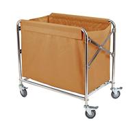 WDSOPK Chariot Utilitaire Pliable Multifonctionnel avec Cadre Métallique Robuste,Grand Chariot De Tri du Linge pour Le Rangement Et Le Service Hôtelier,Chariot Porta(Jaune Gingembre)