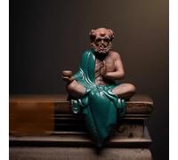 WDSOPK Chinese Zen Dharma Figure Sculpture Living Room TV Cabinet Ceramic Ornaments Home Accessories 9.5X4.5X16Cm(Green)