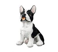 WDSOPK Decorative Statue of A Dog, Pit Bull Sculpture Garden Simulation Model of Creative Resin Animal Artistic Landscape Black and White Dog Model Housewarming Decor Gift
