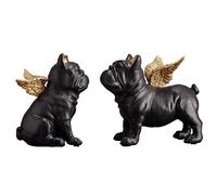 WDSOPK Dog Sculpture Model, Bull Dog Decorative Angel Statue Mini Dog Desk Resin Crafts Home Decoration Novelty Gift Collection of Classical Art Gift