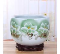 WDSOPK Ensemble De 1 Pot De Fleurs Rond en Porcelaine Bleue Et Blanche, Non Poreuse, Idéal pour Bonsaï Artificiel, Aquarium, Narcisse, Centre De Table, Nénuphar Ou Vas(C)