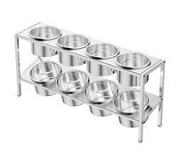 WDSOPK Étagère à épices commerciale inclinée en acier inoxydable, conteneurs de buffet, support de comptoir pour assaisonnement, garniture, sauce, confiture, fruits (Argenta, 74 x 18,5 x 35 cm)