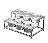 WDSOPK Étagère à épices en acier inoxydable avec poêles et couvercles, ensemble d'étagères à épices commerciales pour buffets de cuisine, distributeur de condiments pour assaisonnement, sauce, salade