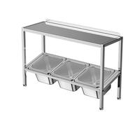 WDSOPK Étagère à épices en acier inoxydable, distributeur de condiments, présentoir de nourriture pour buffet, cuisine, garde-manger, sauce, fruits (argenta, 53 x 18,5 x 38,5 cm)