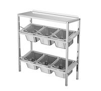 WDSOPK Étagère à épices en acier inoxydable, distributeur de condiments, présentoir de nourriture pour buffet, cuisine, garde-manger, sauce, fruits (argentb, 53 x 18,5 x 53 cm)