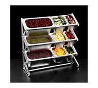 WDSOPK Étagère à épices extensible en acier inoxydable pour condiments commerciaux, support de comptoir pour assaisonner les fruits, les ingrédients, buffets de cuisine, distributeur de contenants